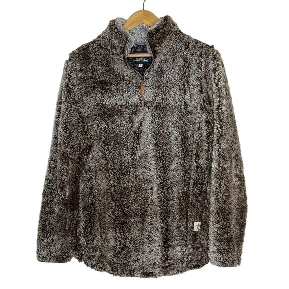 Simply Southern Faux Fur Sherpa Fleece 1/4 Zip Pullover Brown Size L - Picture 1 of 4